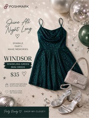 Windsor Sparkling Green Mini Dress